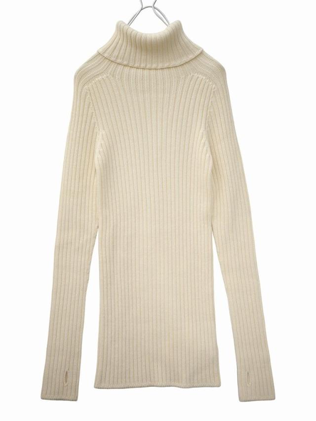 【中古】未使用品 イリアンローブ iliann loeb ウール タートルネック リブ ニット セーター F WHITE(ホワイト) 秋冬