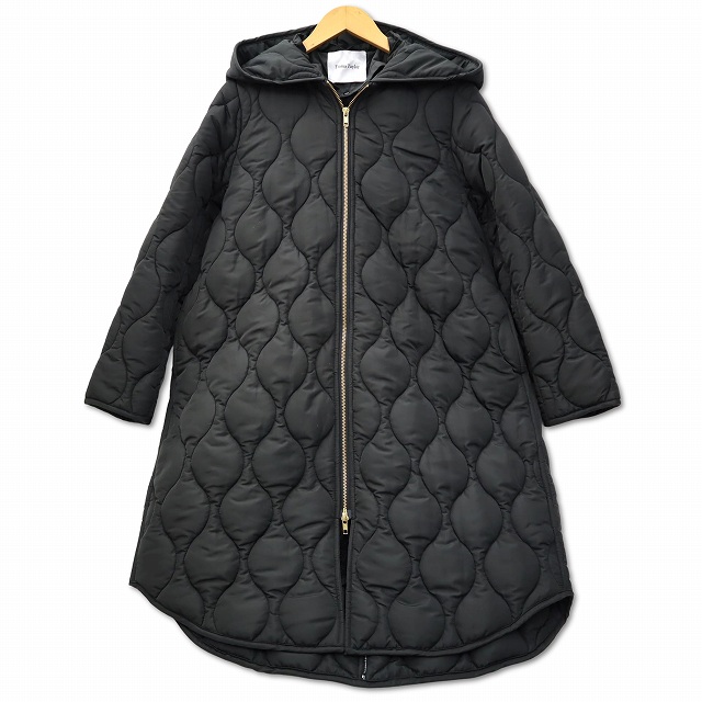 【中古】Emma Taylor 美シルエット 3way キルティング フード コート 38 ブラック レディース