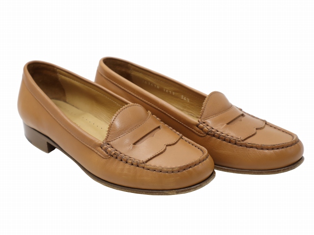 【中古】ヒロフ HIROFU 23〜23.5cm レザー  ローファー 36 1/2 CAMEL キャメル 16161B レディース