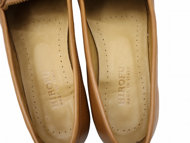 【中古】ヒロフ HIROFU 23〜23.5cm レザー  ローファー 36 1/2 CAMEL キャメル 16161B レディース