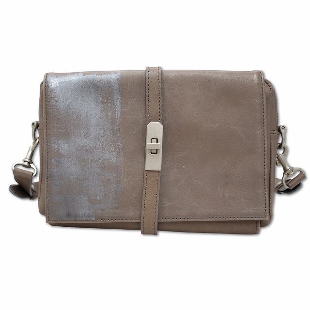【中古】M.U.L. エムユーエル 汚し加工 レザー ショルダーバッグ レディース