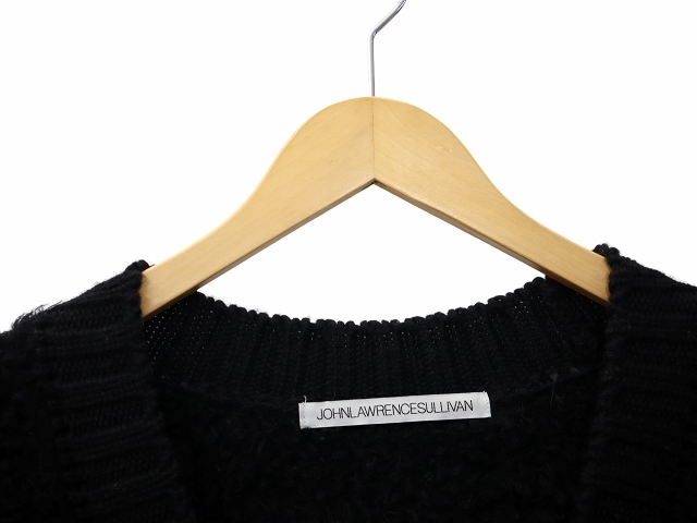 【中古】JOHN LAWRENCE SULLIVAN OVERSIZED FUR KNIT CARDIGAN S BLACK ブラック 4B001-0323-33 メンズ