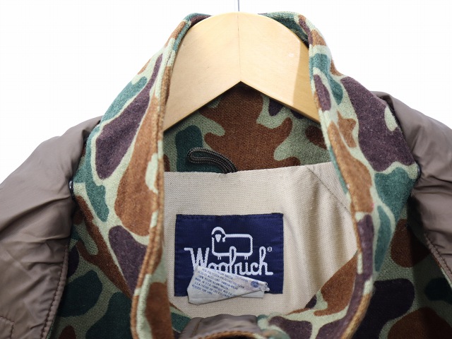 【中古】WOOLRICH 80s ヴィンテージ 迷彩柄 ダックハンターカモ ウール ジップ ジャケット L カーキ メンズ_2