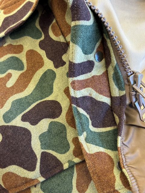 【中古】WOOLRICH 80s ヴィンテージ 迷彩柄 ダックハンターカモ ウール ジップ ジャケット L カーキ メンズ_7