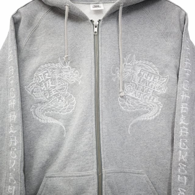 【中古】THE BLACK EYE PATCH 2024SS Kanji Taped Dragon Zip Hoodie パーカー L GRAY グレー BEPSS24CS15 メンズ_3
