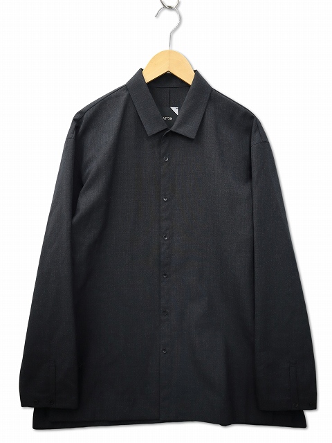 【中古】エイトン ATON トロピカル ウール オーバーサイズ シャツ 02(S) CHARCOAL(チャコール) メンズ レディース