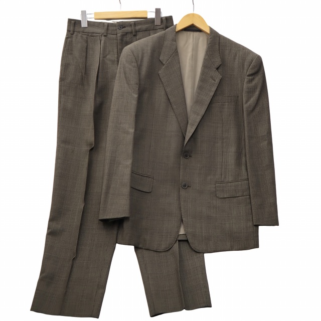 【中古】Y's for men LQ エルキュー 総裏 開き見せ シングル 2B グレンチェック テーラードジャケット M ベージュ