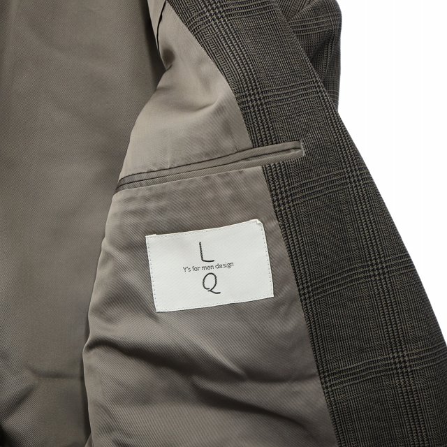 【中古】Y's for men LQ エルキュー 総裏 開き見せ シングル 2B グレンチェック テーラードジャケット M ベージュ_3