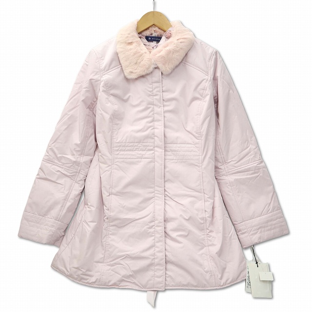 【中古】未使用品 エムズグレイシー M'S GRACY リブニットライナーパーカー付き 中綿 コート ピンク 40 レディース