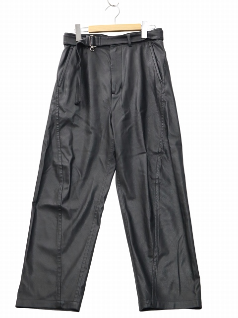 【中古】VEIN SYNTHETIC LEATHER BELTED BALLOON TROUSERS 合成皮革 ベルト付き バルーンパンツ 1 ブラック メンズ