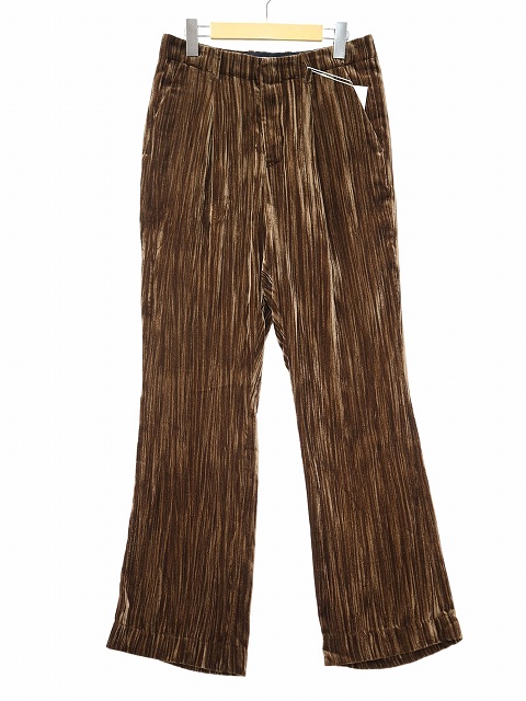 【中古】未使用品 ジエダ WRINKLE VELVET STRAIGHT SLACKS リンクル ベルベット ストレート スラックス 1 ブラウン