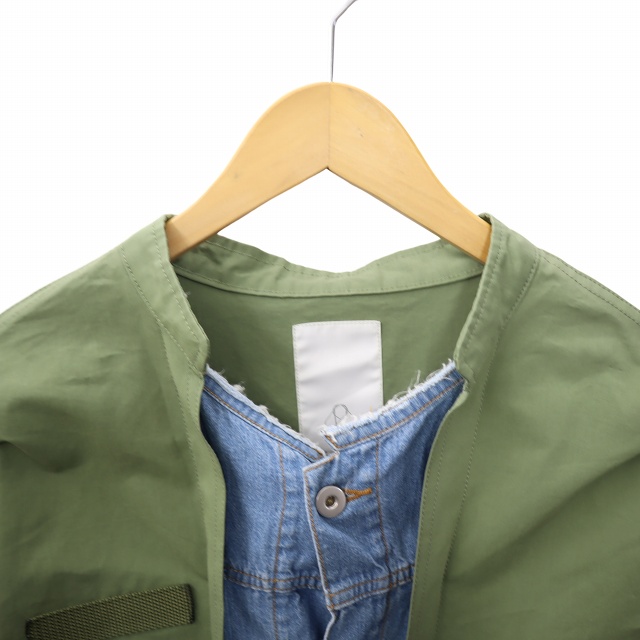 【中古】agris アグリス ドッキング デニムワンピース 36 KHAKI × INDIGO カーキ × インディゴ T181C001 レディース