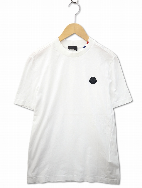 【中古】モンクレール MONCLER MAGLIA T-SHIRT クルーネック ロゴ プリント ラバー ワッペン 半袖 Tシャツ XS