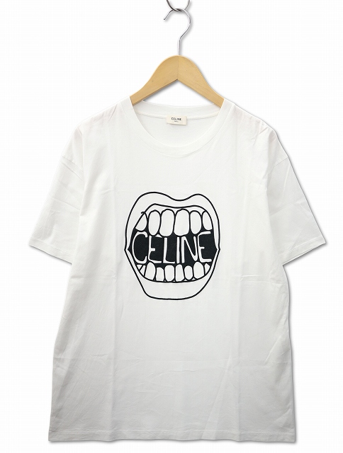 【中古】セリーヌ CELINE POP UP STORE限定 クルーネック マウスロゴ プリント 半袖 Tシャツ S WHITE(ホワイト)