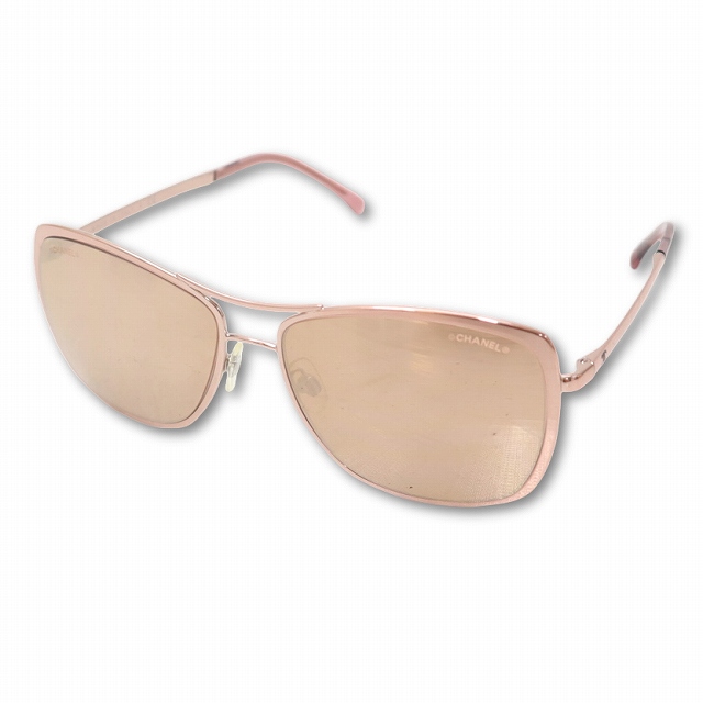 【中古】シャネル CHANEL 4224 c.117/4Z メタリックフレーム ミラーレンズ サングラス 57□15 140 PINK GOLD