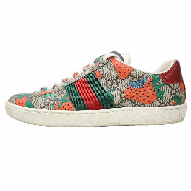 【中古】グッチ GUCCI 433900 GUCCI ACE GGスプリーム ストロベリー スニーカー 35(22cm)  レディース