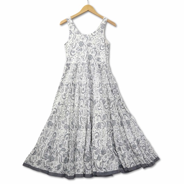 【中古】マリハ MARIHA Mystrada 別注 草原の虹のドレス ノースリーブ ボリュームフレアワンピ グレー レディース