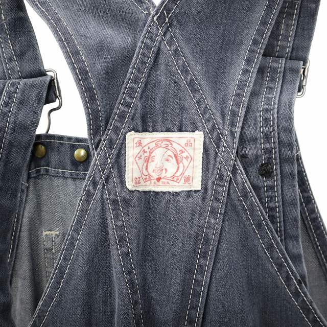 【中古】エヴィス EVISU 90s ヴィンテージ カモメペイント デニム オーバーオール INDIGO インディゴ メンズ_4