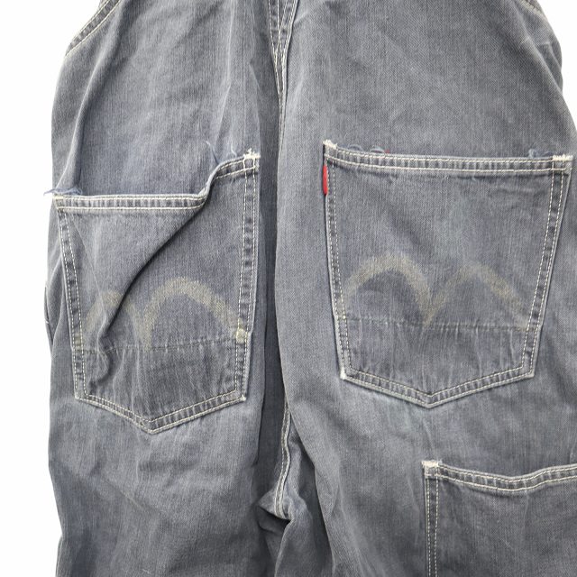 【中古】エヴィス EVISU 90s ヴィンテージ カモメペイント デニム オーバーオール INDIGO インディゴ メンズ_5