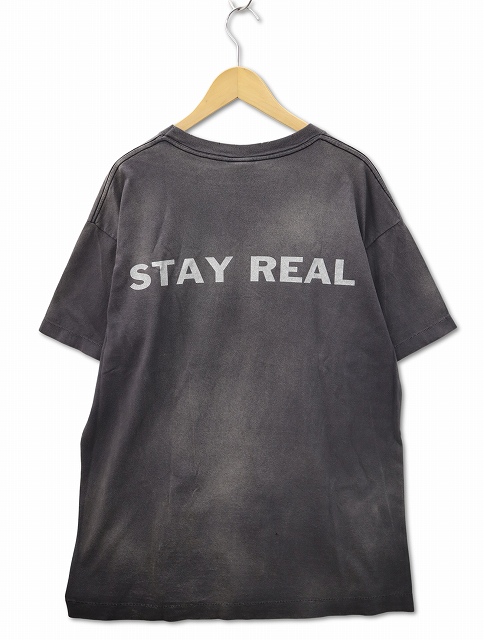 【中古】SAINT MICHAEL セントマイケル PTP SS TEE / STAY REAL ヴィンテージ加工 プリント 半袖 Tシャツ L_1