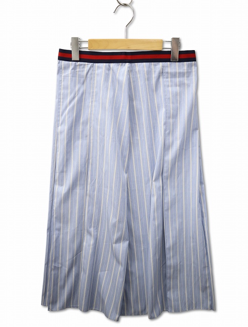 【中古】グッチ GUCCI 695326 ZAG3T ストライプ ロング スカート 42(M) SAX BLUE(サックスブルー) レディース