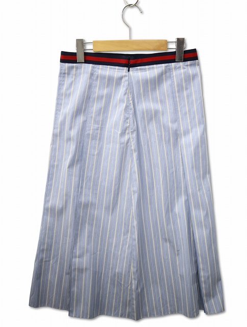 【中古】グッチ GUCCI 695326 ZAG3T ストライプ ロング スカート 42(M) SAX BLUE(サックスブルー) レディース_1