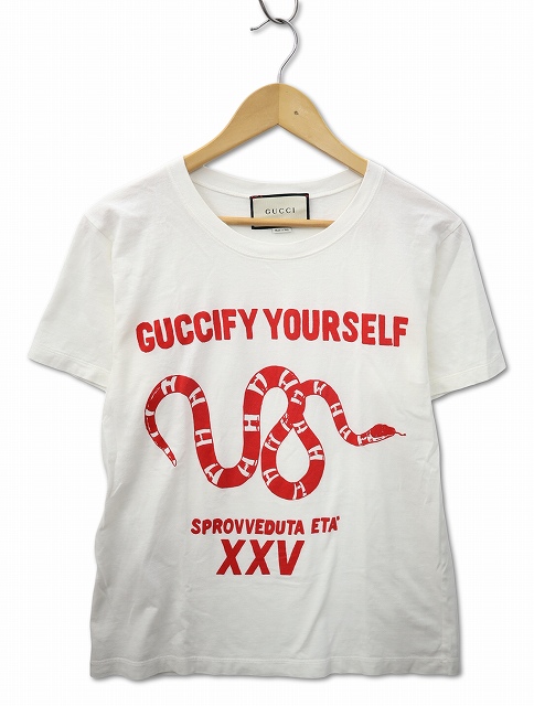 【中古】グッチ GUCCI 492347-X3L62 Guccify Yourself プリント 半袖 Tシャツ XS WHITE(ホワイト) レディース