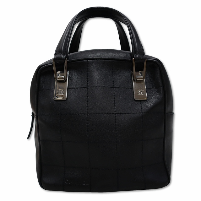 【中古】シャネル CHANEL レザー チョコバー ハンドバッグ BLACK(ブラック) 7番台 レディース