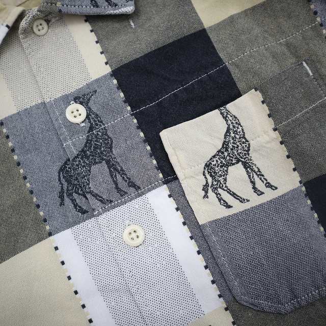【中古】エンジニアードガーメンツ Camp Shirt Cotton Giraffe Jacquard アニマル ジャガード チェック シャツ XXS_3