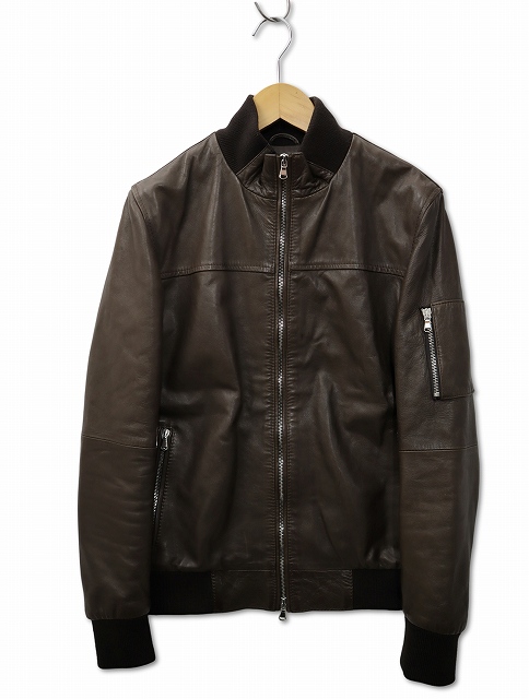【中古】エンメティ EMMETI BERNARDO 羊革 ラムレザー ボンバージャケット ブルゾン 46(M) メンズ