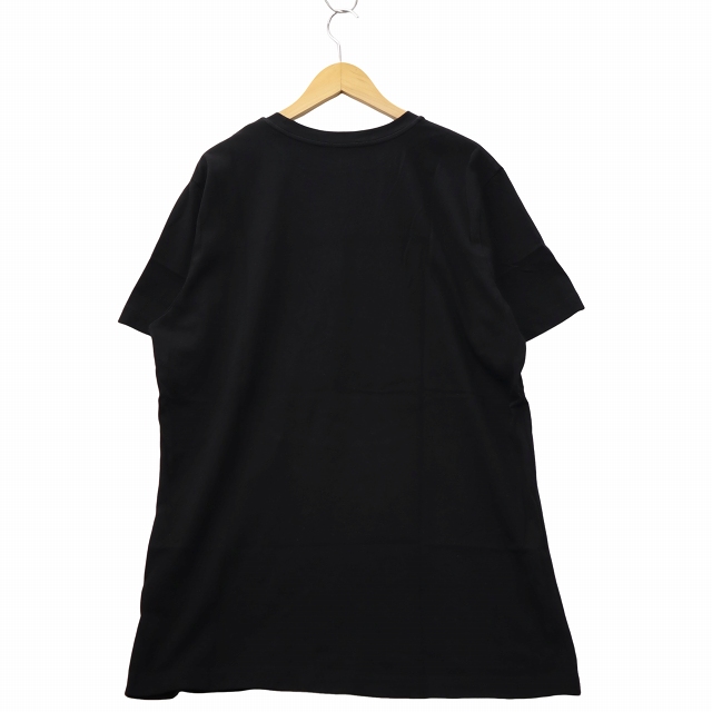 【中古】モンクレール MONCLER ベロアロゴパッチ 半袖 クルーネック Tシャツ XL BLACK ブラック メンズ_1