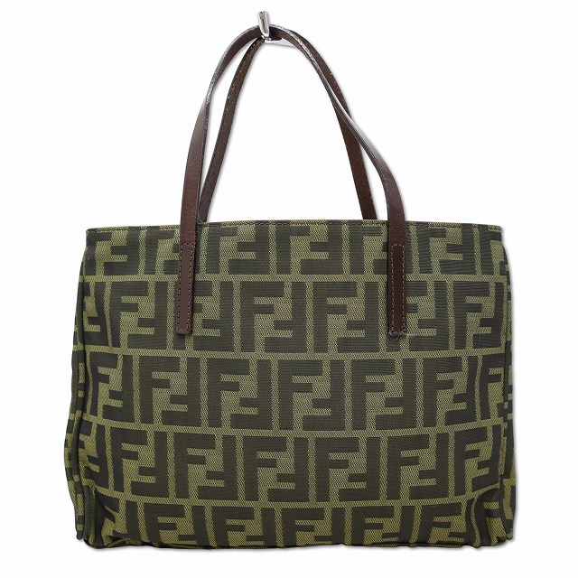 【中古】フェンディ FENDI ヴィンテージ 15787-012 ズッカ柄 ナイロンキャンバス スクエア トートバッグ レディース_1