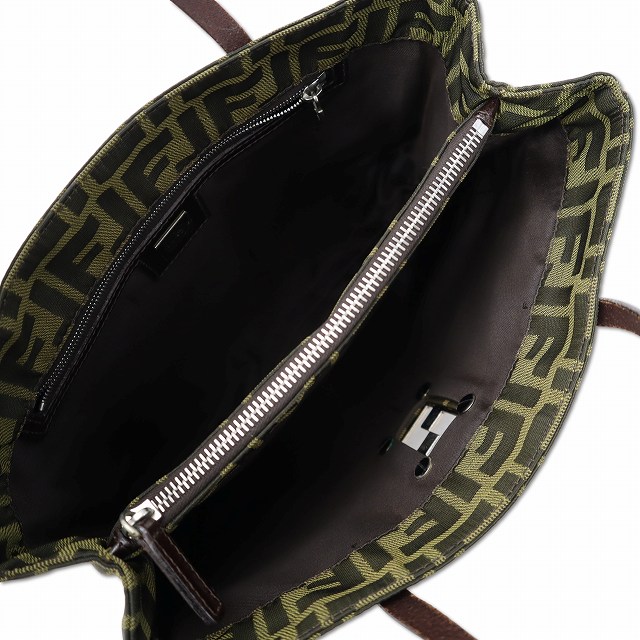 【中古】フェンディ FENDI ヴィンテージ 15787-012 ズッカ柄 ナイロンキャンバス スクエア トートバッグ レディース_3