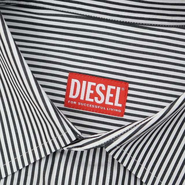 【中古】ディーゼル DIESEL S-DOUBER オーバルD刺繍 長袖 ストライプ コットンポプリン オーバーサイズ シャツ 52(XL)_2