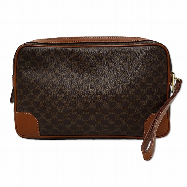 【中古】セリーヌ CELINE ヴィンテージ PVC/レザー マカダム柄 セカンドバッグ メンズ_1