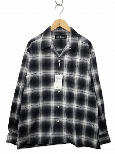 【中古】WACKO MARIA 26SS OMBRE CHECK OPEN COLLAR SHIRT L/S (TYPE-1) オンブレ チェック オープンカラー シャツ XL