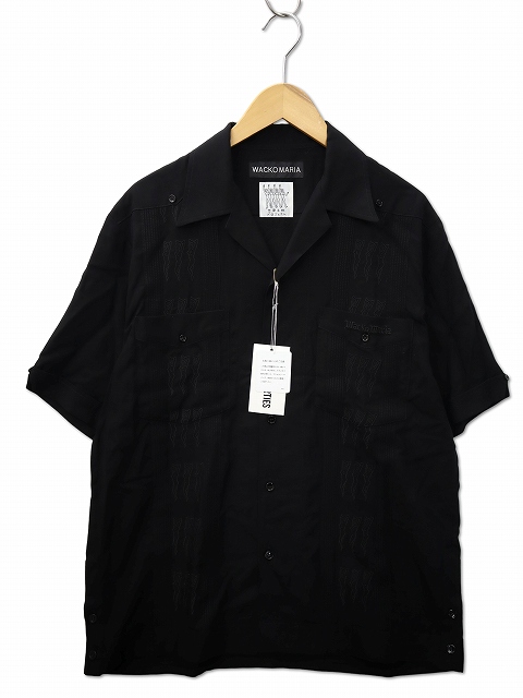 【中古】ワコマリア WACKO MARIA 2026SS CUBA SHIRT S/S 刺繍 半袖 テンセル キューバ シャツ L BLACK(ブラック)