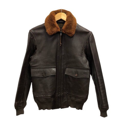 【中古】レインボーカントリー rainbow country G-1 FLIGHT JACKET ゴートスキンレザーフライトジャケット ボア 36 茶  ブラウン メンズ｜au PAY マーケット