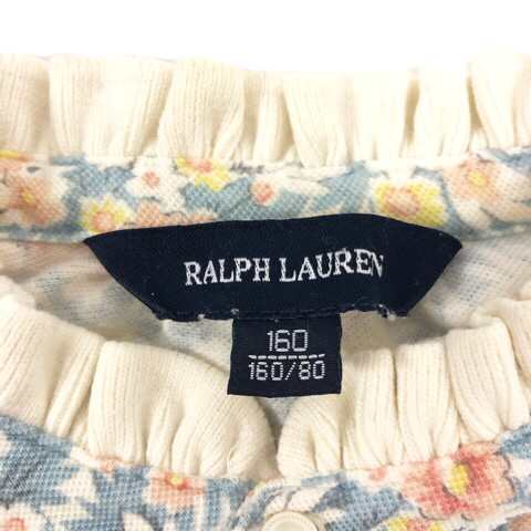 【中古】ラルフローレン RALPH LAUREN トップス ノースリーブ フリル Aライン ロゴ 刺繍 花柄 160 マルチカラー 女の子  キッズ｜au PAY マーケット