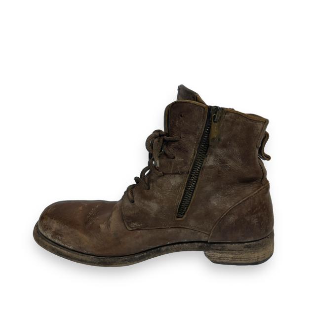 【中古】ダメージ加工 ヴィンテージ加工 レザーブーツ サイドジップ 9 1/2 茶 ダークブラウン メンズ