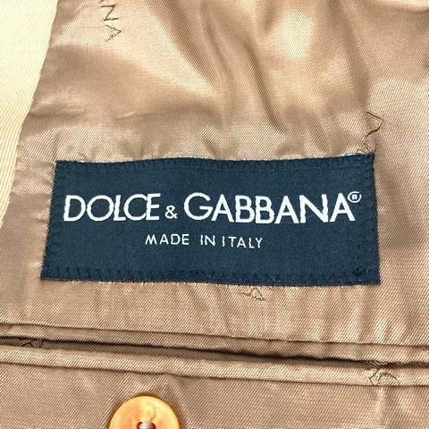 【中古】ドルチェ&amp;ガッバーナ ドルガバ DOLCE&amp;GABBANA コート ジャケット シングル テーラード ウール混 長袖 無地 56 ベージュ メンズ_2
