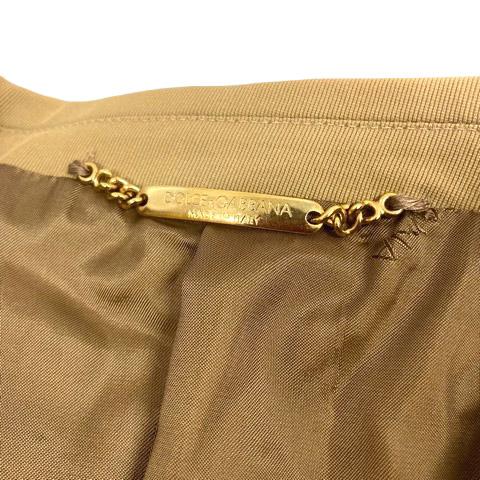 【中古】ドルチェ&amp;ガッバーナ ドルガバ DOLCE&amp;GABBANA コート ジャケット シングル テーラード ウール混 長袖 無地 56 ベージュ メンズ_3