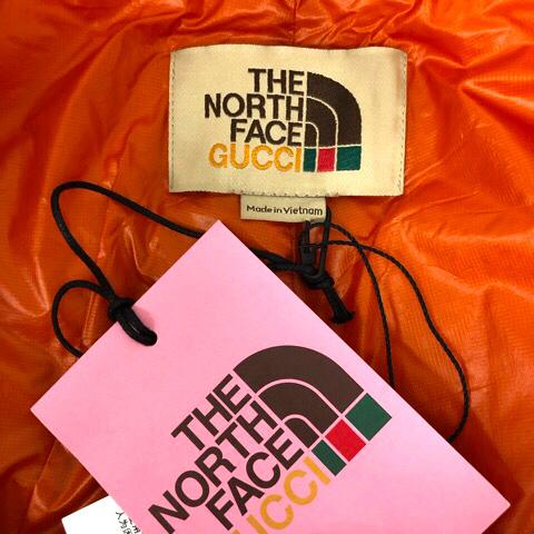 【中古】未使用品 グッチ GUCCI ｘTHE NORTH FACE 663764 ナイロンカーゴパンツ ボトムス ロゴ プリント 中わた M オレンジ メンズ_2