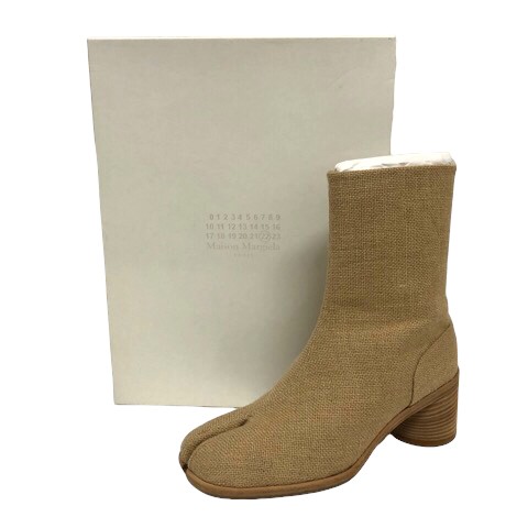 【中古】未使用品 メゾンマルジェラ Maison Margiela S37WU0428 Tabi Boots 足袋ブーツ ショートブーツ リネン 41  ベージュ メンズ｜au PAY マーケット