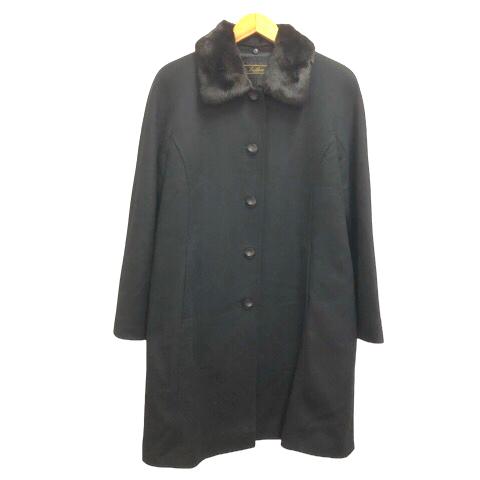 【中古】レリアン Leilian カシミヤ ミンクファー コート 膝丈 無地 9 黒 ブラック レディースの通販は 12,045円