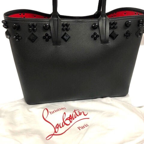 【中古】未使用品 クリスチャンルブタン Christian louboutin Cabata ハンドバッグ トートバッグ スタッズ装飾 黒 ブラック レディース