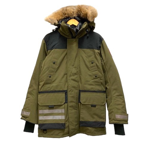 【中古】未使用品 カナダグース ERICKSON PARKA FF 9513MA ダウンジャケット フェザー混 フード ファー ロゴ 長袖 M カーキ 黒 メンズ