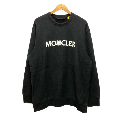 【中古】モンクレール MONCLER ×UNDEFEATED トレーナー スウェット クルーネック コットン ロゴプリント 裏起毛 XL 黒 ブラック メンズ