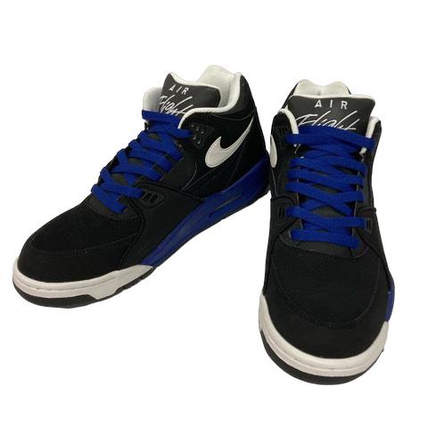 【中古】ナイキ NIKE スニーカー エアフライト 306252-014 ハイカット ロゴ 26.5?p 黒 ブラック 白 ホワイト 青 ブルー メンズ