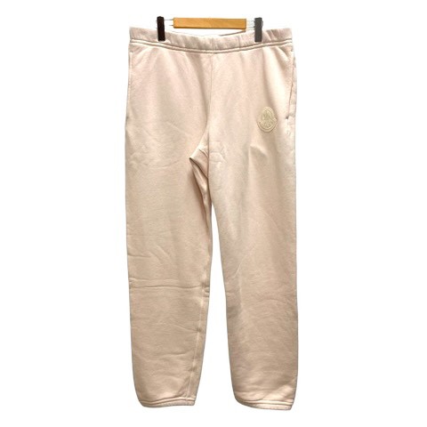 【中古】未使用品 モンクレール 22SS PANTS GARMENT DYE スウェットパンツ ボトムス ワンポイント ロゴ L ピンクベージュ 白 メンズ